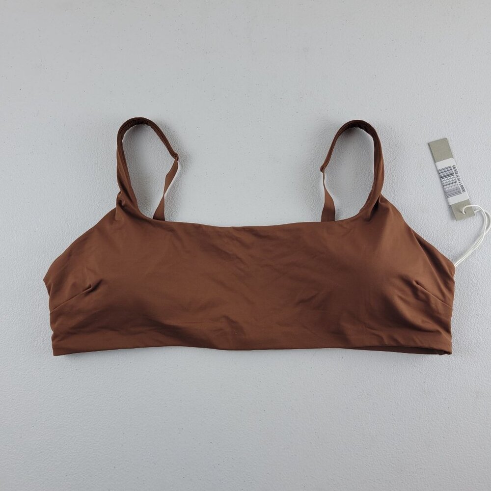 Everlane Nyle Square Neck Bikini Swim Top Womens XL NWT Brown Adjustable Straps